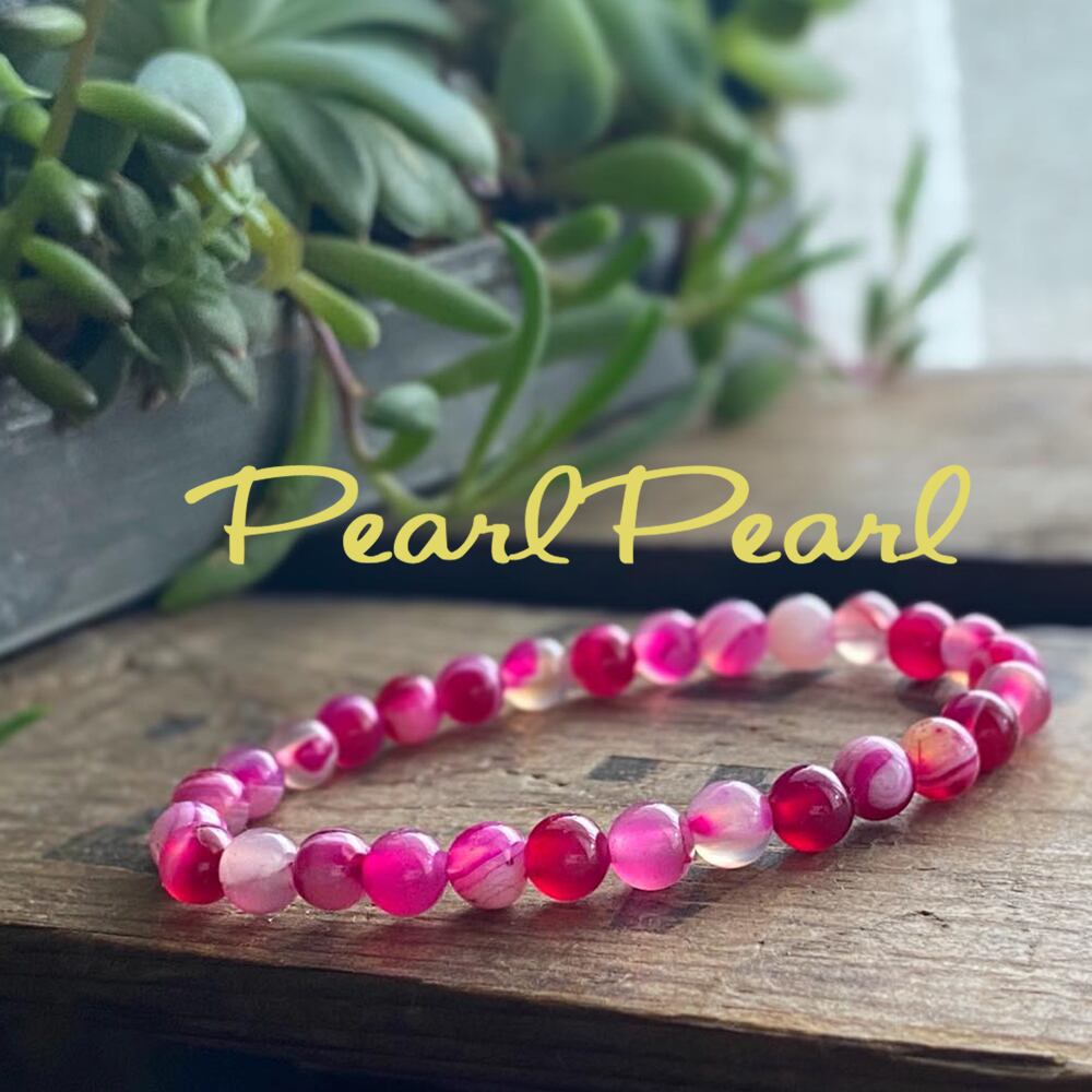 ピンクが可愛い 女子力上がる瑪瑙 アゲート ブレスレット 大阪梅田 中崎町の淡水パールと天然石アクセサリー雑貨のお店pearlpearl パールパール