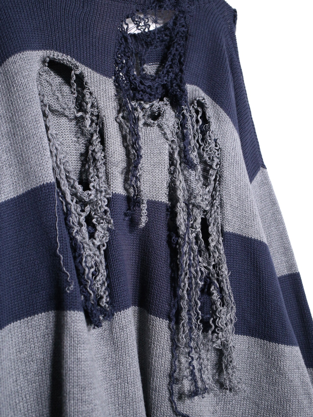 REMAKE / clash bolo × zip XXL over silhouette border knit - 16