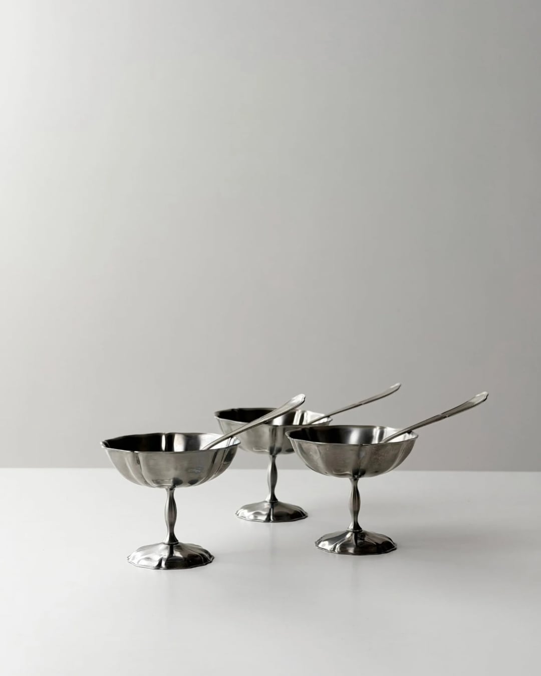 vintage stainless steel cups / アイスクリームカップ(スプーン付) (在庫:6点)