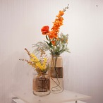 輸入品 フラワーベース ガラス 2個セット 造花付き 花瓶 モダン 雑貨 小物 北欧 オブジェ モデルルーム 展示品