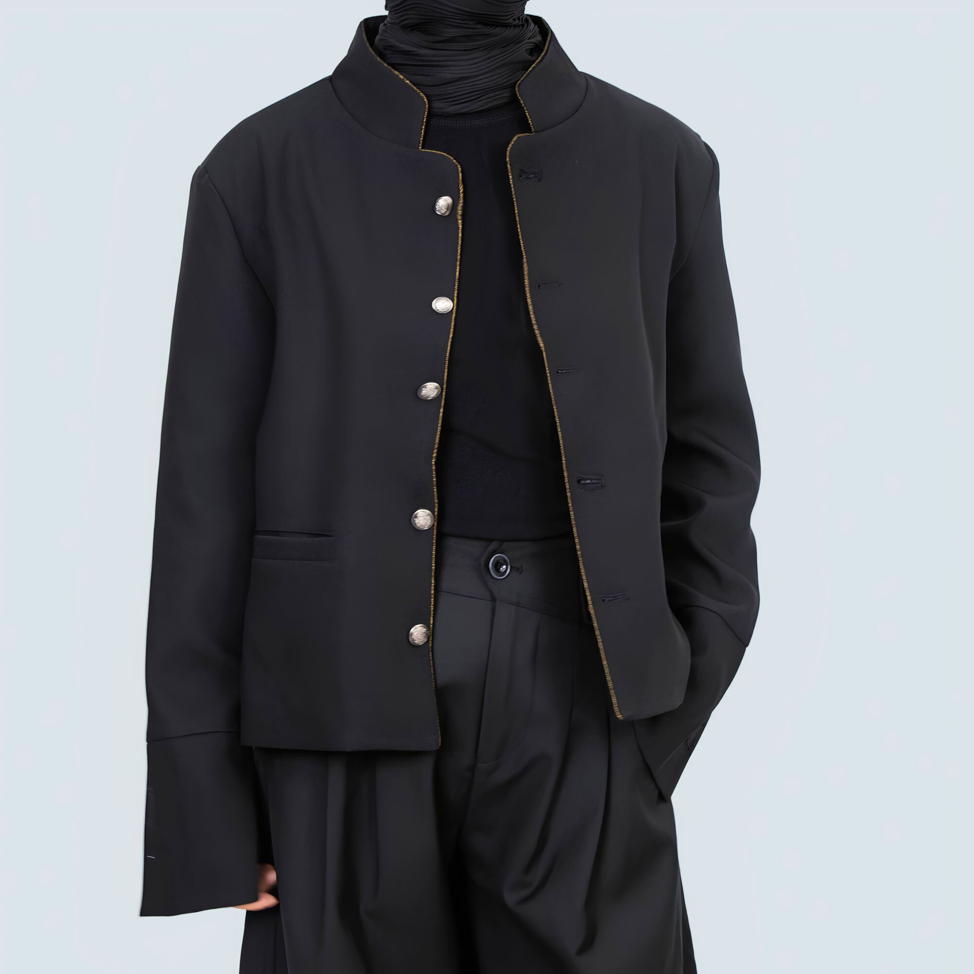 【ORV0140】Mandarin Collar Short Blazer
