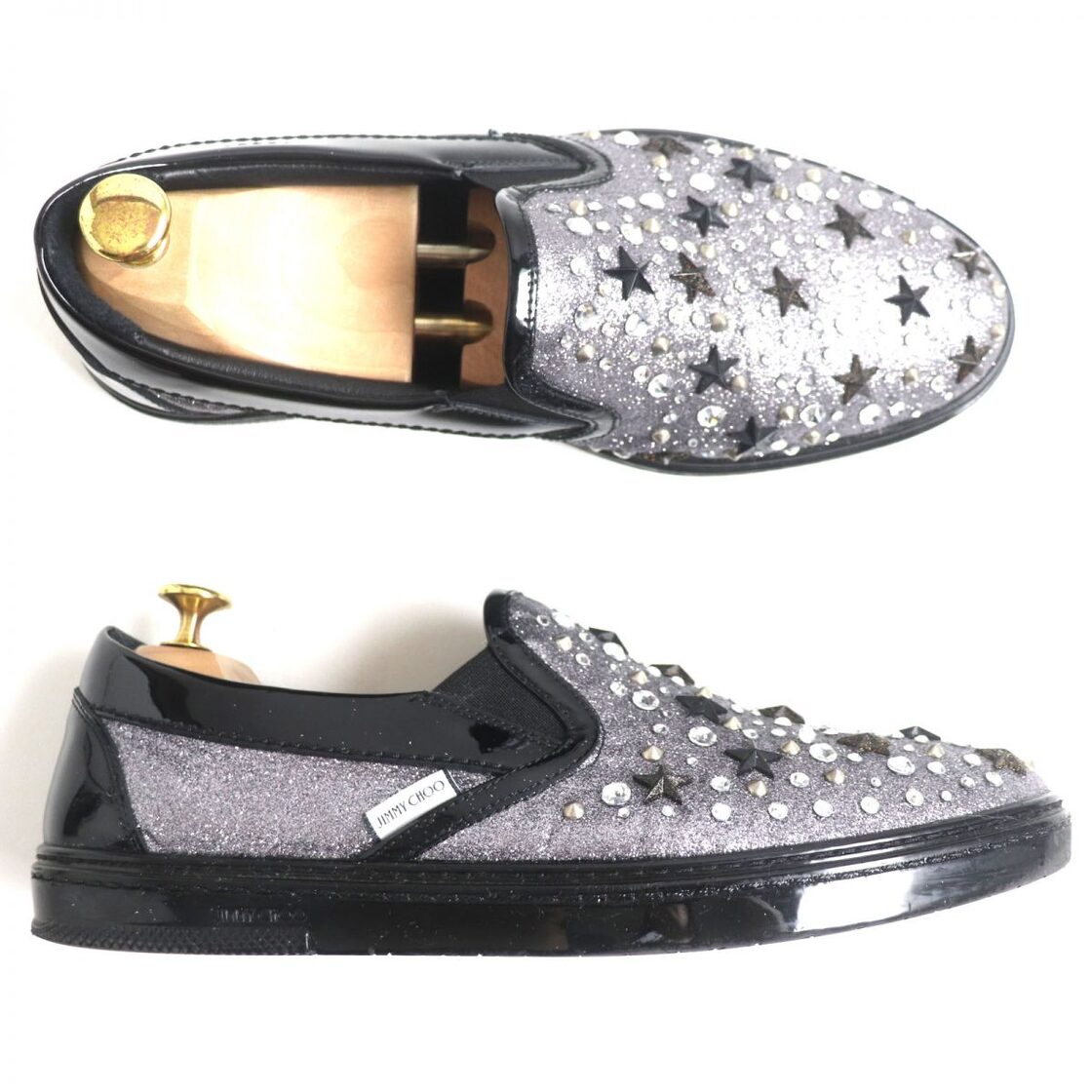 ジミーチュウ デニム スター スタッズ スリッポン（良品▽JIMMY CHOO 