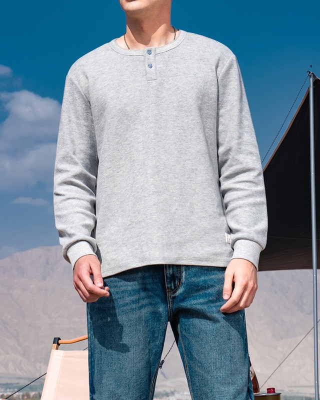 コットン ヘンリーネックTシャツ 4色　E0239