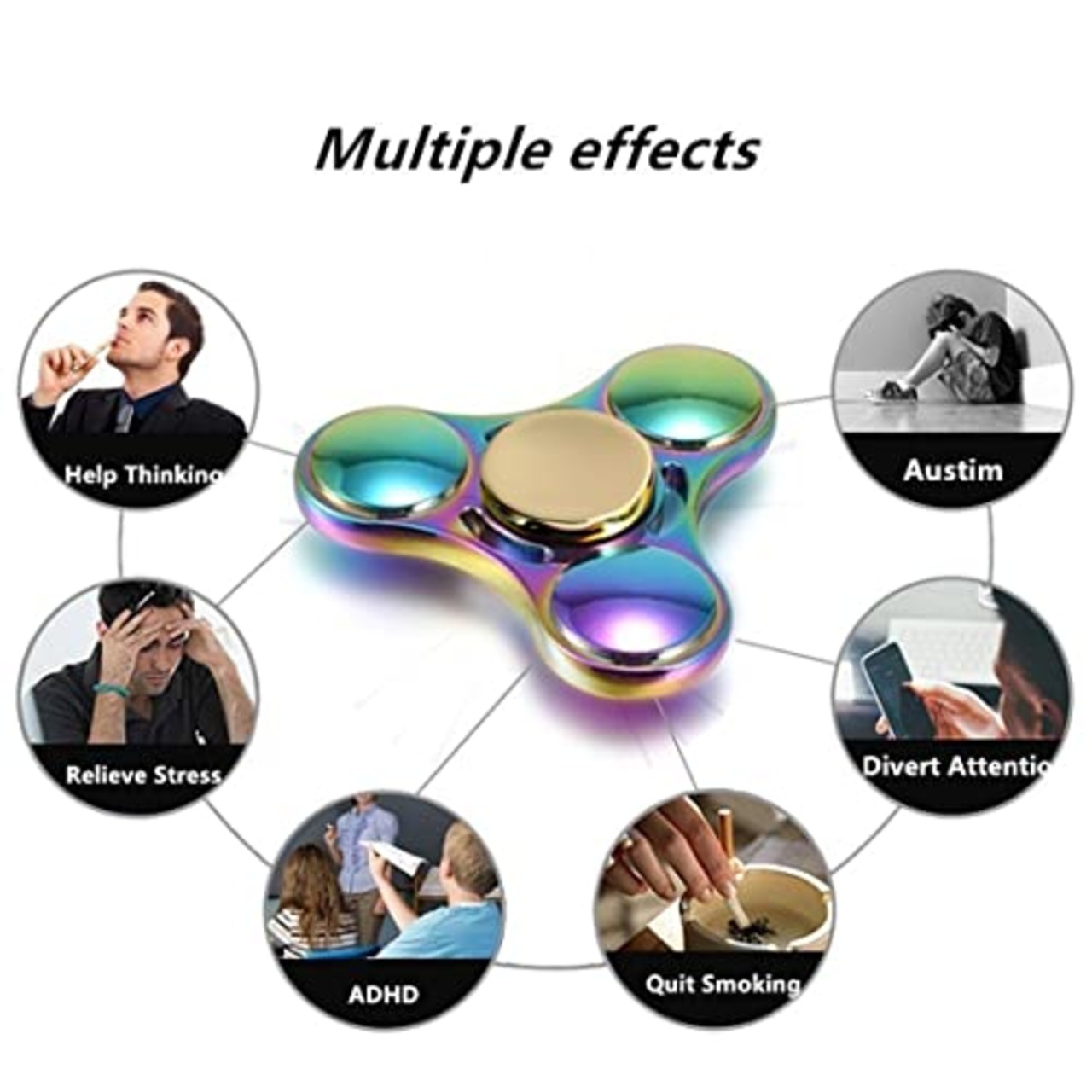 Lumturi ハンドスピナー 指スピナー Hand spinner ストレス解消 集中力を高める 高速回転 子供大人に適用 (S1虹色)