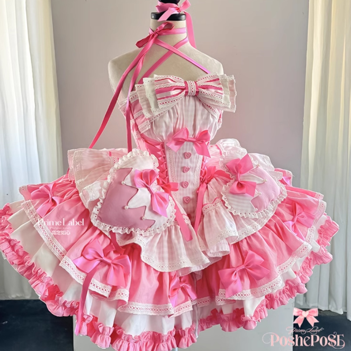 ♡ メイド服 塩辛く ピンク ハートボタン付き ♡ ♡ メイド服 塩辛く ピンク ハートボタン付き ♡