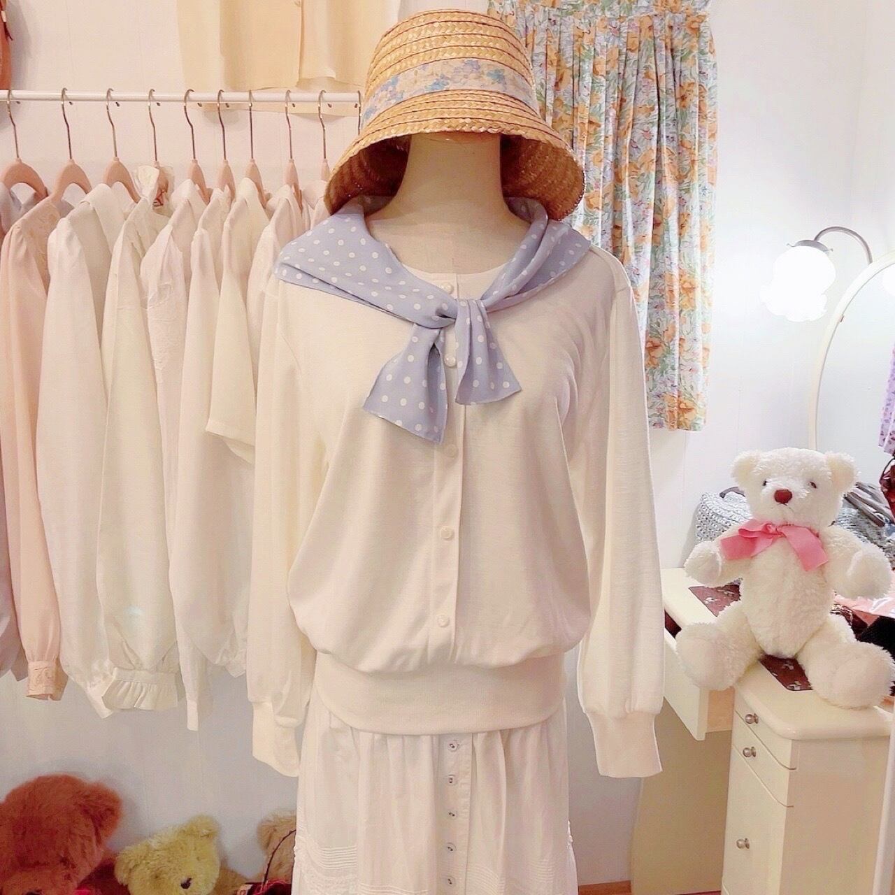 light blue dot sailor collar knit po