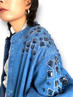 Beads design denims jacket