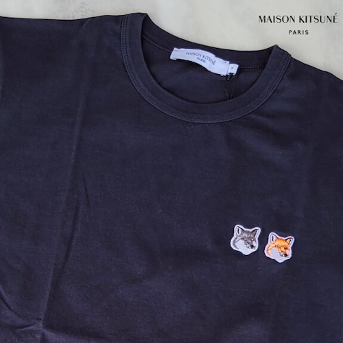 Maison Kitsune メゾン キツネ Tシャツ 半袖 メンズ ダブルフォックスヘッド パッチ クラシック Tシャツ 2023年モデル BU00103KJ0008 ANTHRACITE