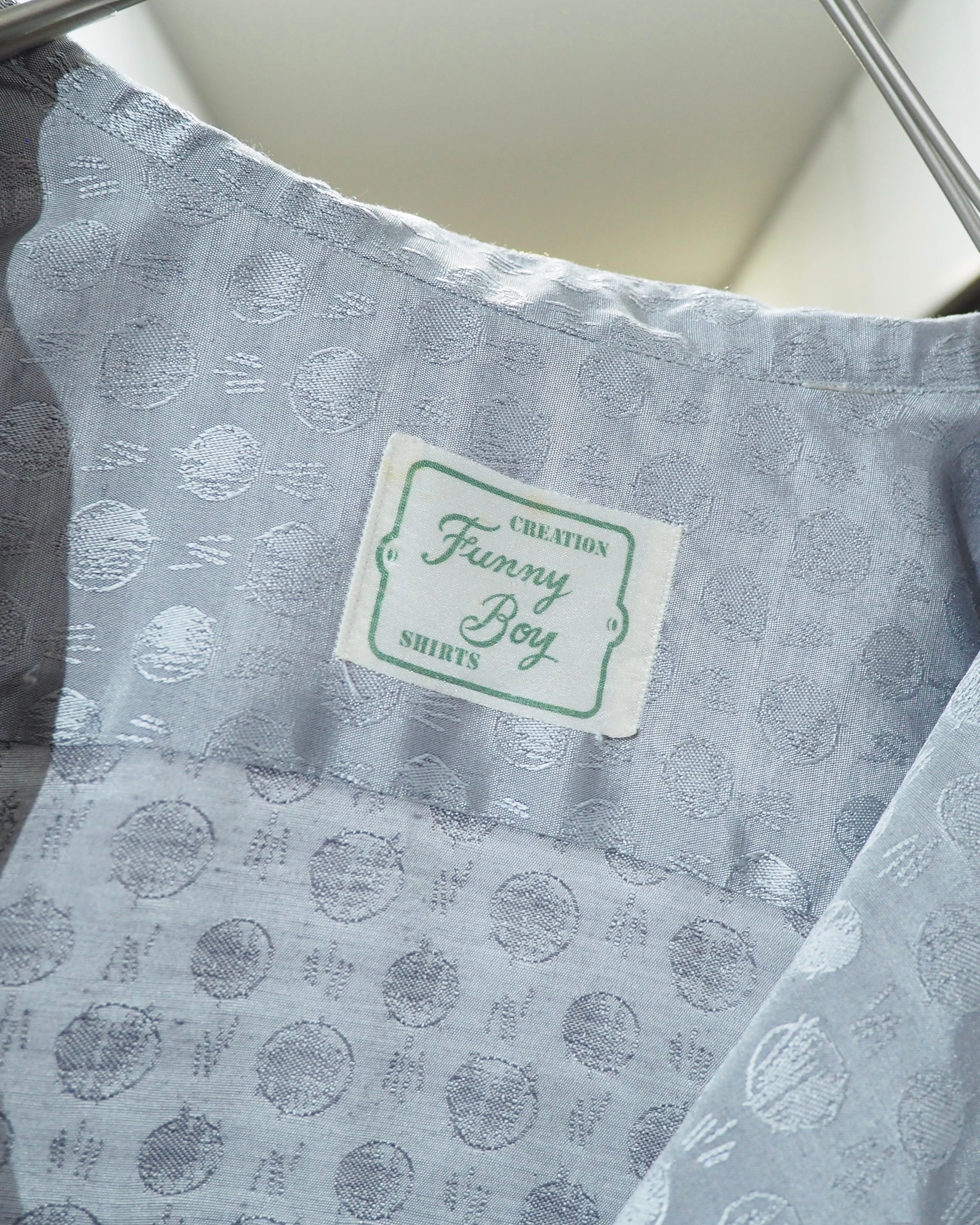 Dot Embroidery × Oblique Deformation vintage Over silhouette Shirt