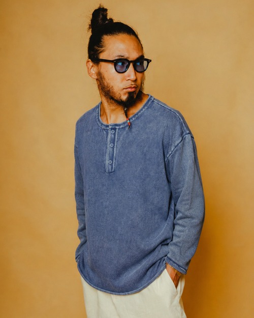 Pigment Henry Neck Cotton Knit - 102618009 【Weblimited】