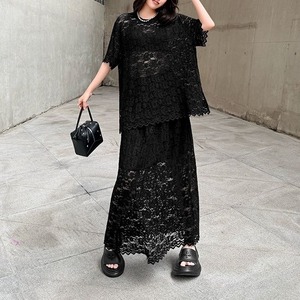 LACE SHORT SLEEVE TOP AND LONG SKIRT SETUP M-17212