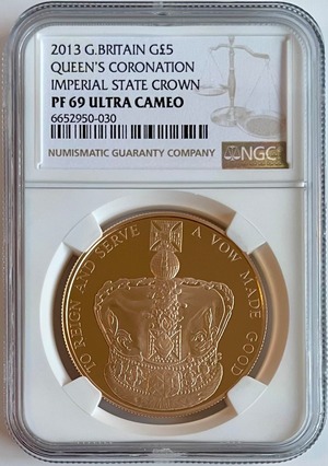 【PFUC69】2013年エリザベス女王陛下の戴冠60周年記念　5ポンドプルーフ金貨