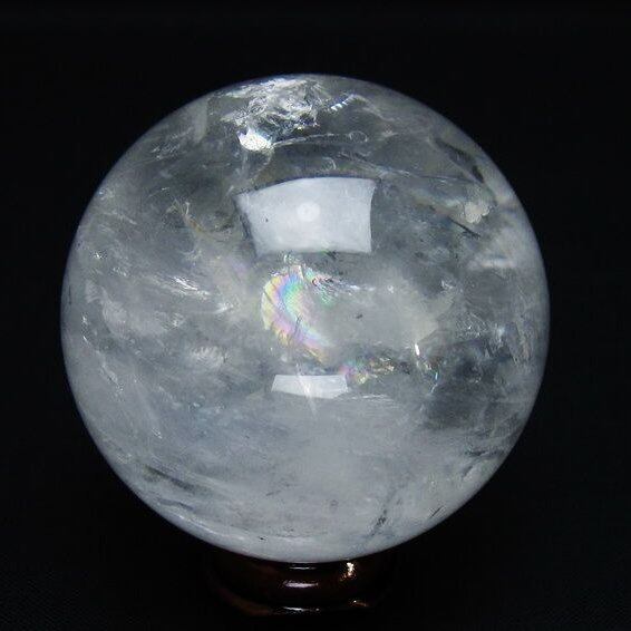 水晶 丸玉 虹入り 54mm スフィア 置物 水晶玉 一点物 151-8701