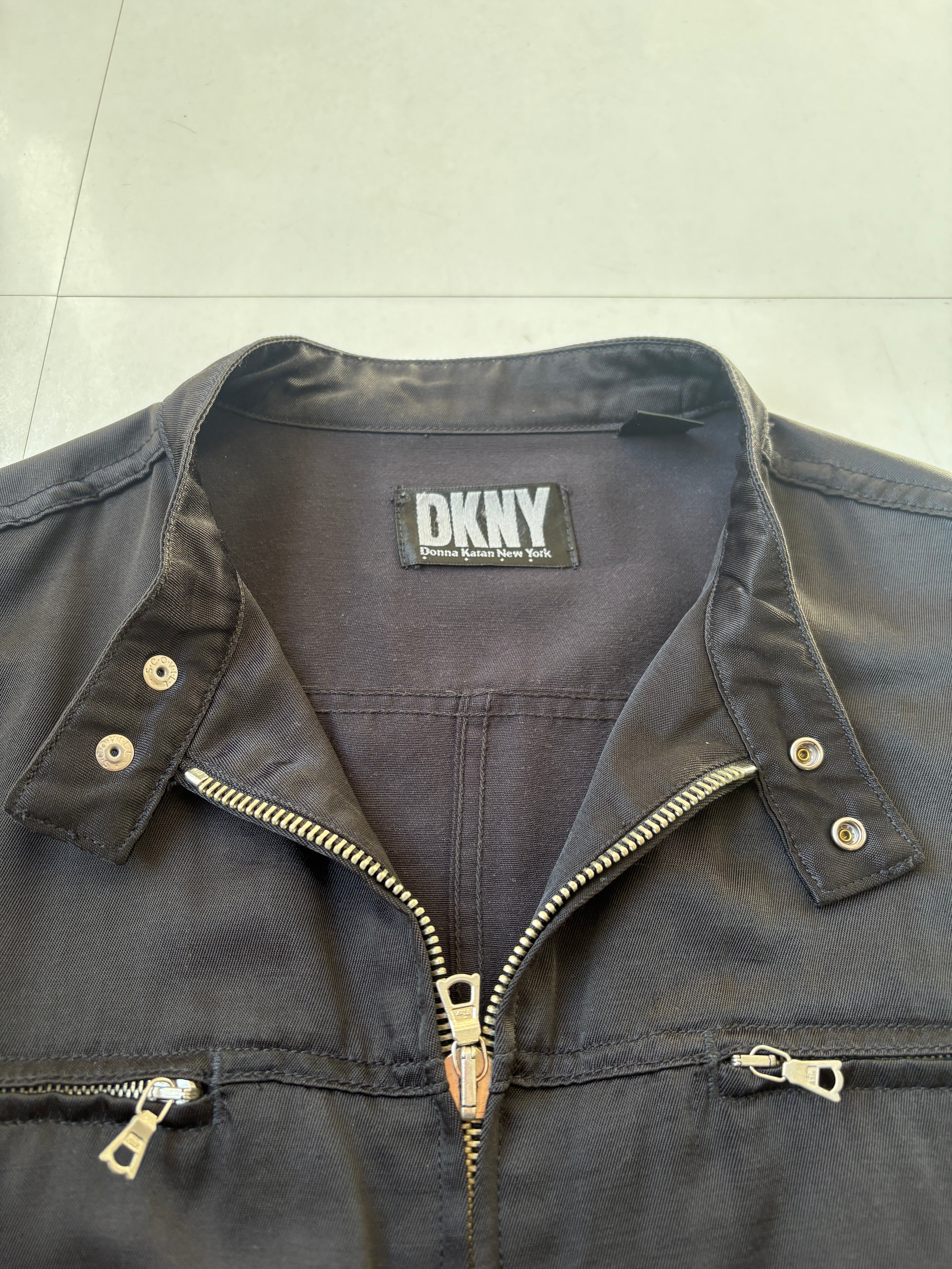 ジャケット・アウター 90s DKNY black satin motorcycle jacket 90s DKNY black satin motorcycle jacket s