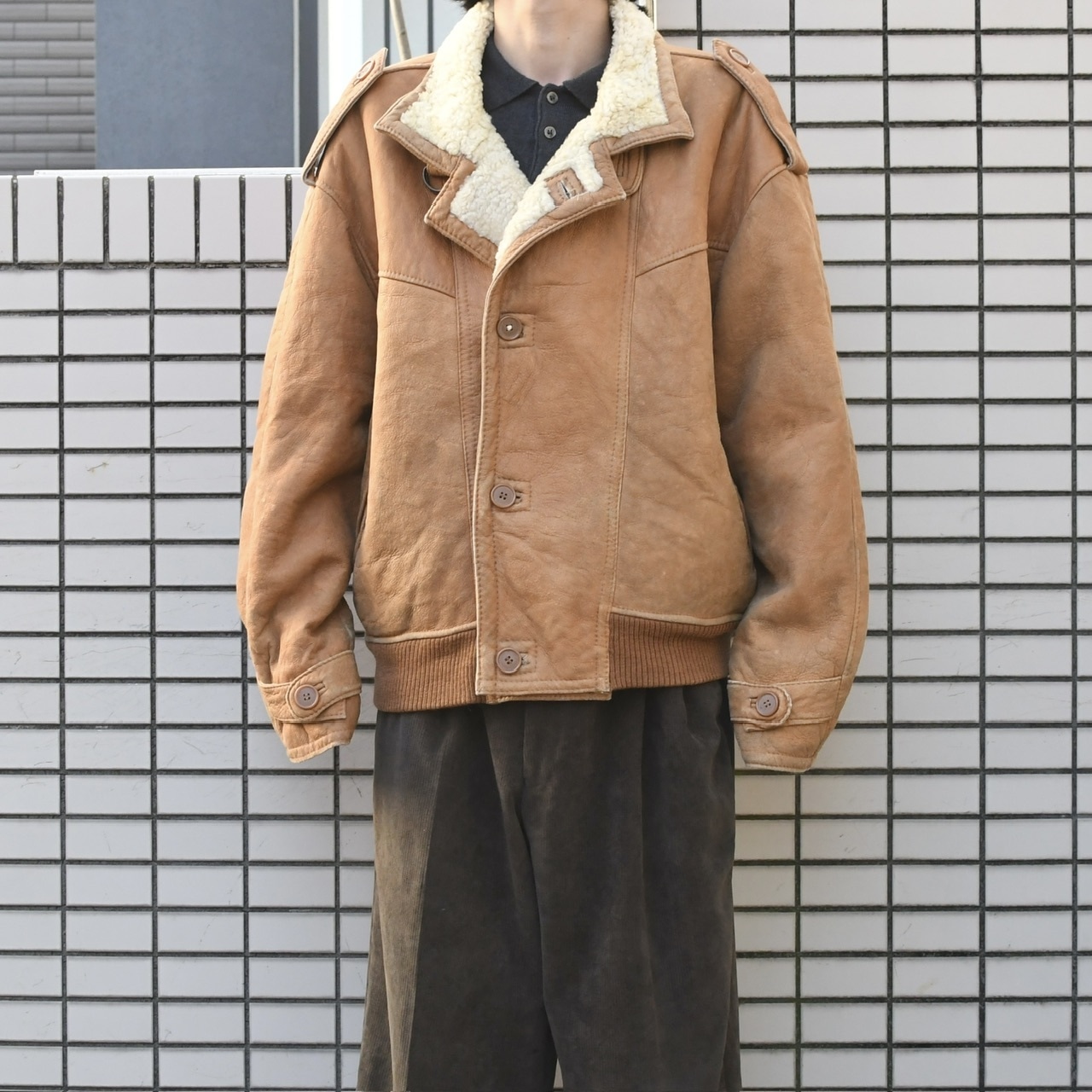 brown mouton leather jacket