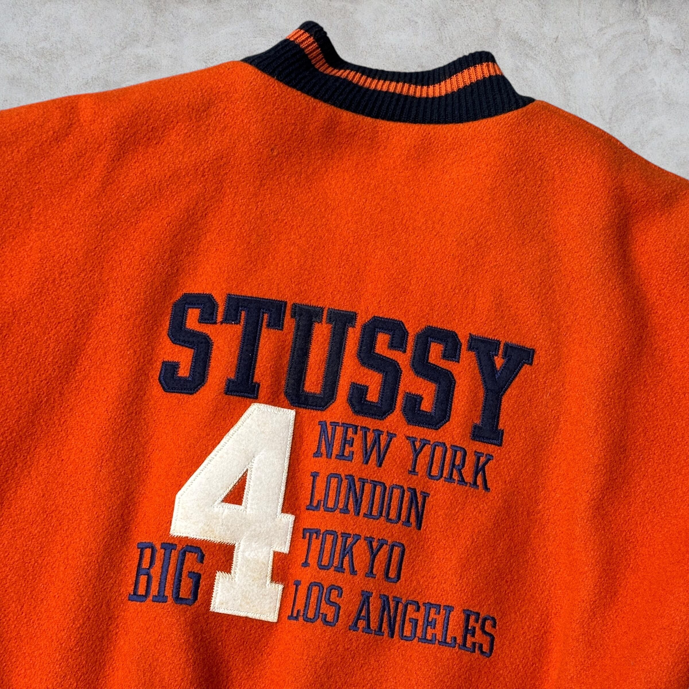 90's old stussy Varsity Jacket “BIG 4” “スタジャン” 【高円寺 90's old stussy Varsity Jacket “BIG 4” “スタジャン” 【高円寺