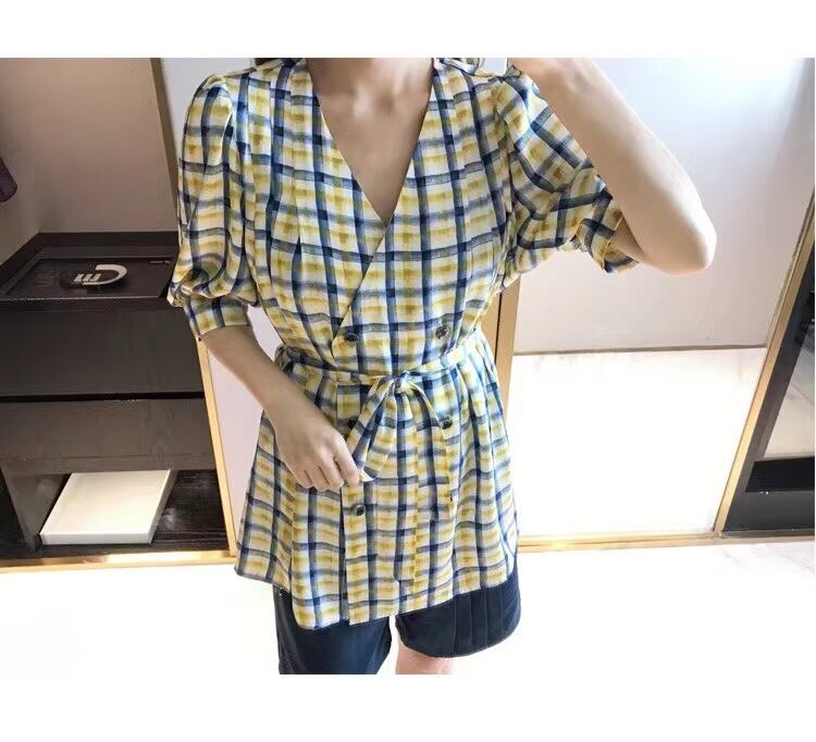 チェック柄カシュクールジャケット　AJ22008-6609