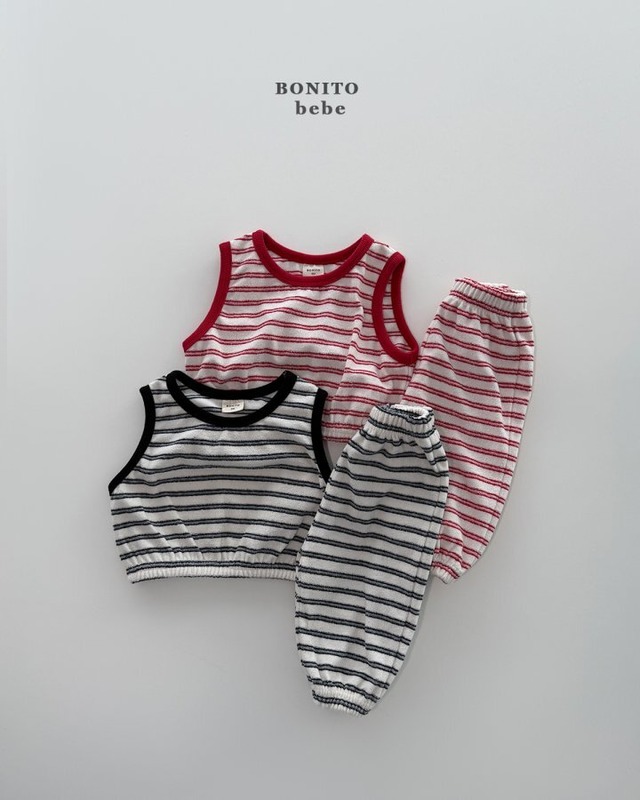 【予約】Striped Terry Vest Top & Bottom Set