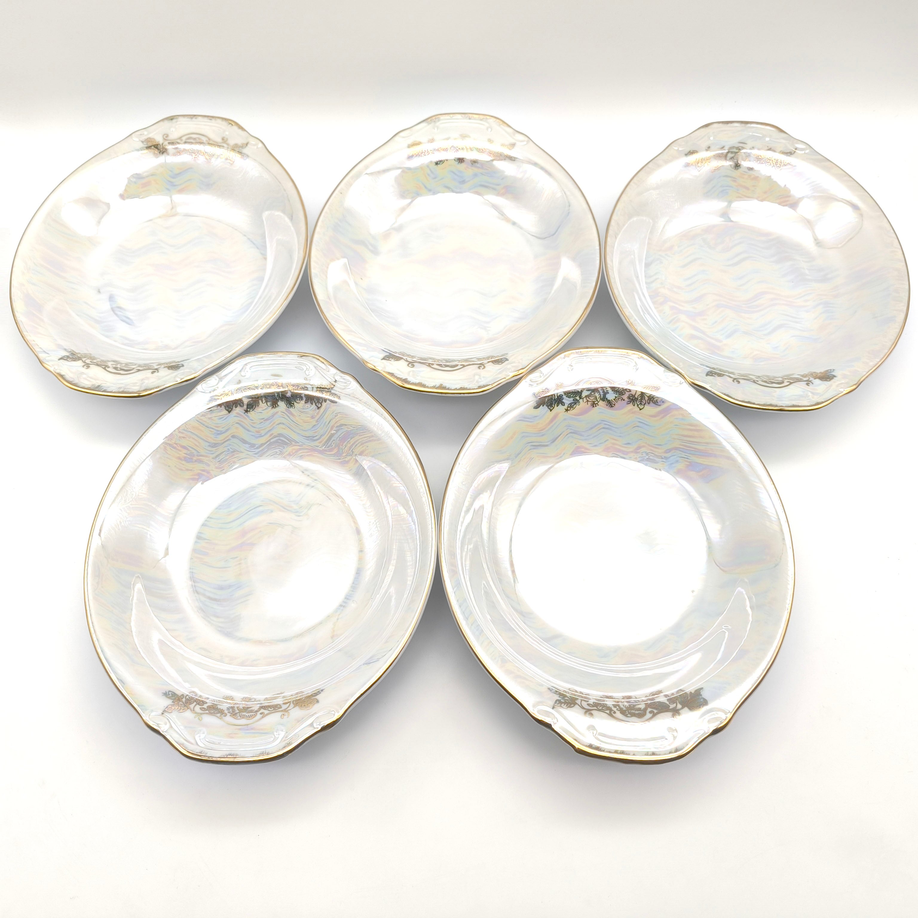 昭和レトロ・カレー皿・オーロラ模様・洋食器・5枚セット・No.250725