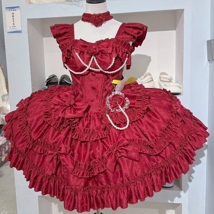 ロリータファッション 姫ロリ薔薇フリルドレス | ロリィタデビューを