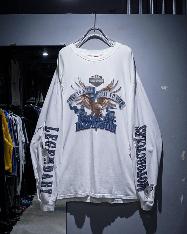 【add (C) vintage】00's "HARLEY DAVIDSON" "Boro" Vintage L/S T-Shirt