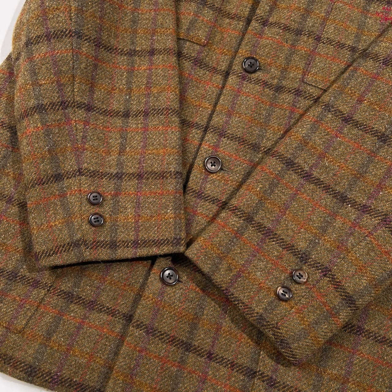 Papas パパス Harris Tweed ハリスツイード チェック ツイードウール ハンティング ジャケット コート サイズ M