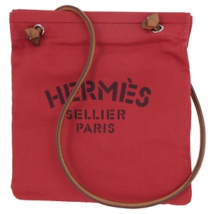 Used HERMES エルメス アリーヌ MM ルージュ トワルシェブロン ヴォーバレニア ショルダーバッグ