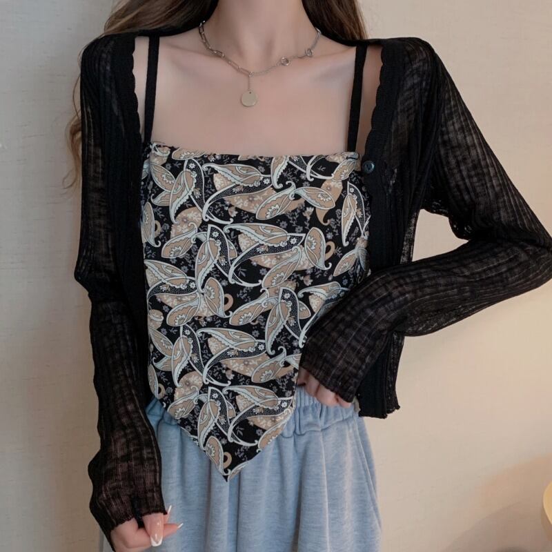 スタンダードレディースサマー薄手ニットカーディガン レトロ 夏物 ハンチェンe19220321223