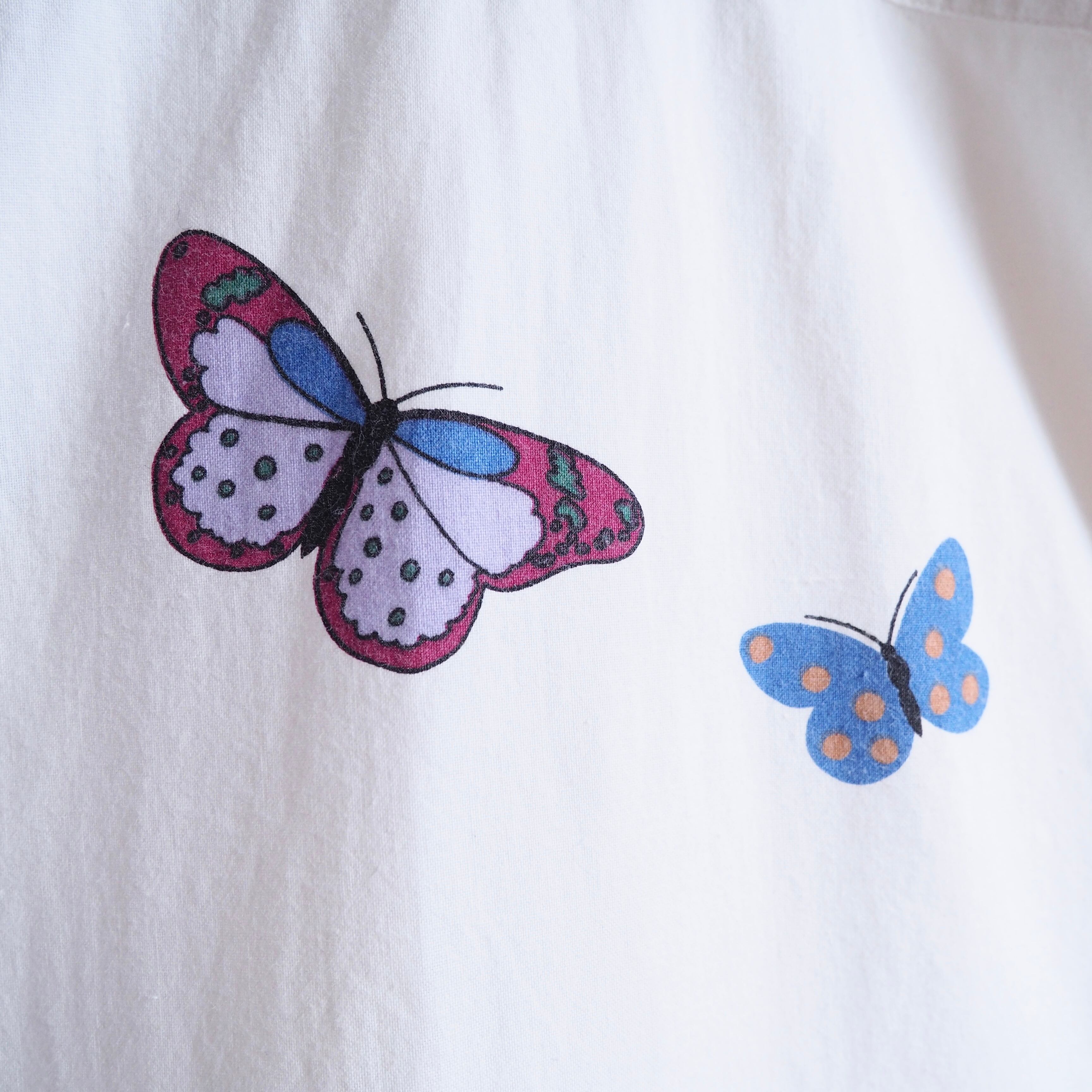 1990s ” Georges Marciano for GUESS ” Butterfly printed cotton SS shirt (made in Usa)