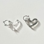ハートのピアス クリア×グレー