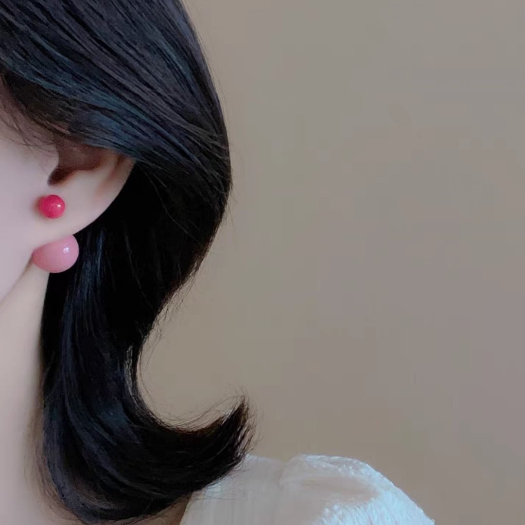 Aprosio&co のサーモンピンクボールイヤリング ピンクボールキャッチピアス_b000109 | reverie