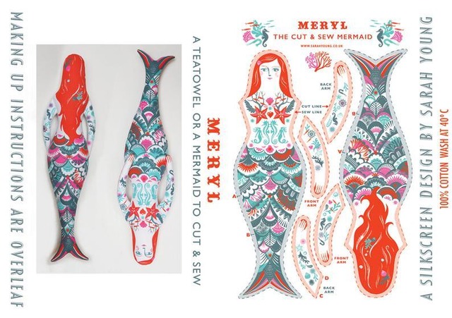 Meryl the Mermaid Tea Towel / Cloth Kit ぬいぐるみキット 布ポスター 人魚姫 マーメイド