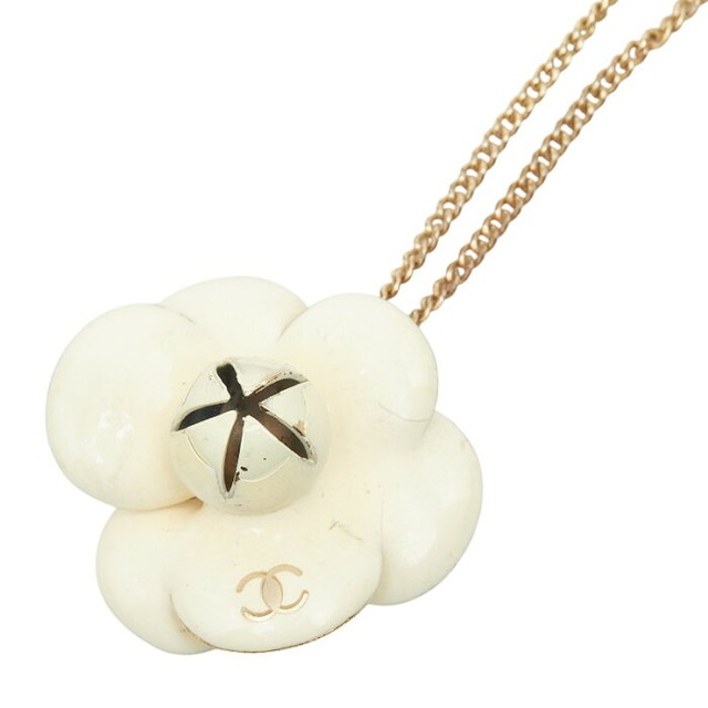 シャネル ココマーク カメリア 花 モチーフ ネックレス 02P ゴールド アイボリー メッキ レディース CHANEL 【中古】