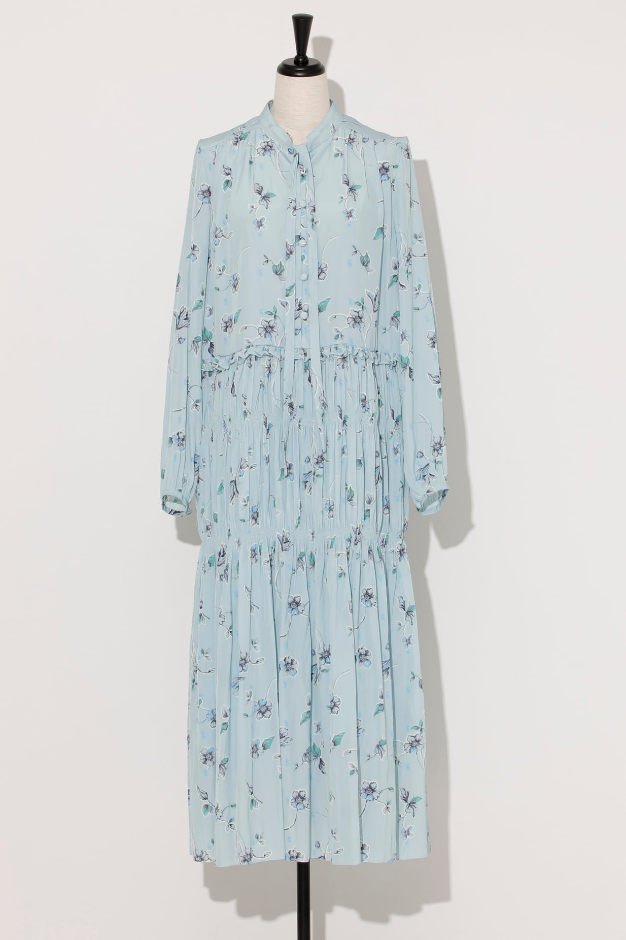 Draw Flowers Tiered Dress SAX