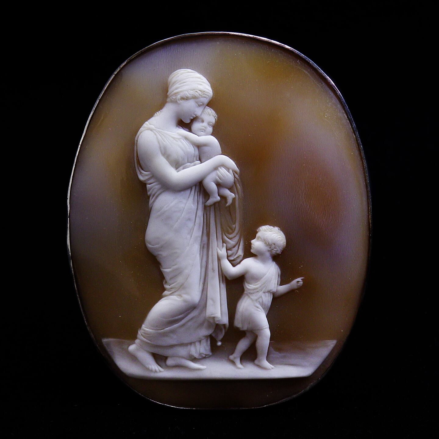 アンティーク(推定19世紀中期) 大判傑作”ローマの親子”