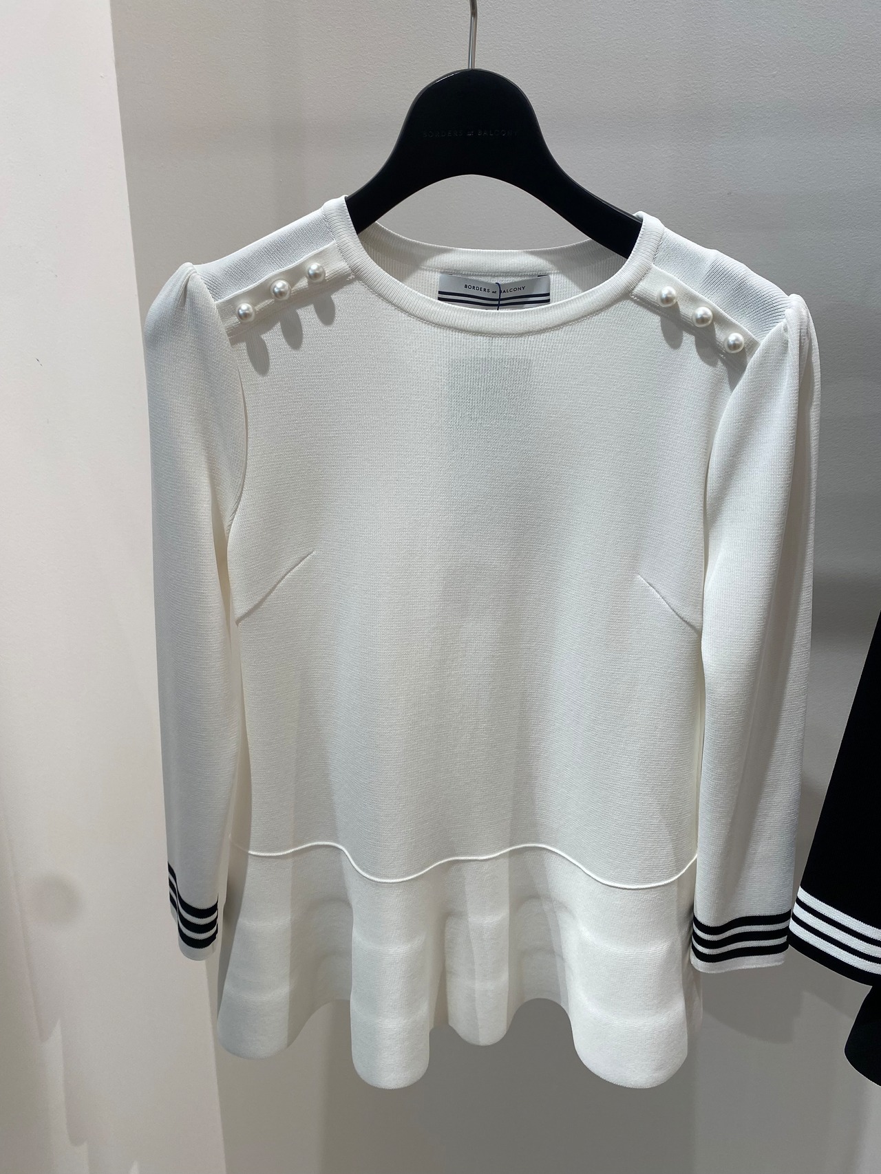 BORDERS at BALCOMY RAYON PEPLUM KNIT3色展開 ボーダーズアットバルコニー　レーヨンペプラムニット