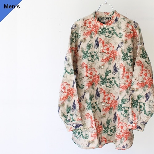 HAVERSACK ボタニカルアシンメトリーバンドカラーシャツ Botanical Print Asymmetry Shirt / 822425