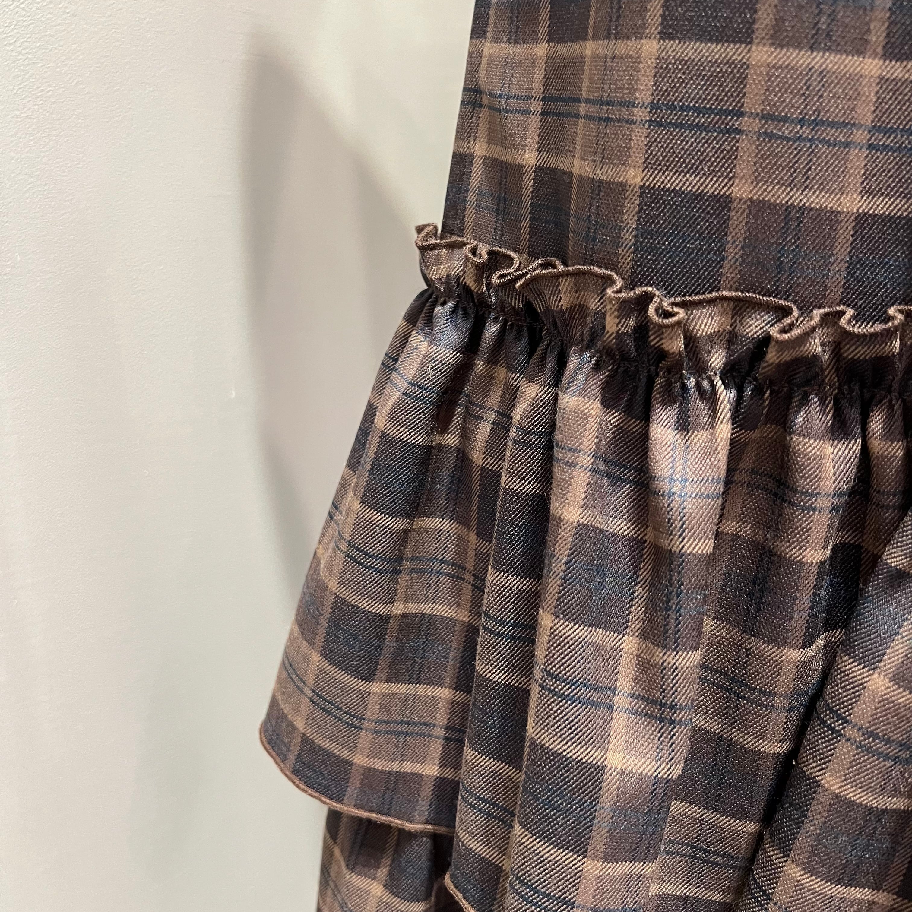 ♡2025W♡トーマスマグパイ♡ヘリンボーン×チェックスカート 茶 THOMAS MAGPIE/ヘリンボーン×チェックフリルスカート38サイズ | 20ｰtwentyｰ