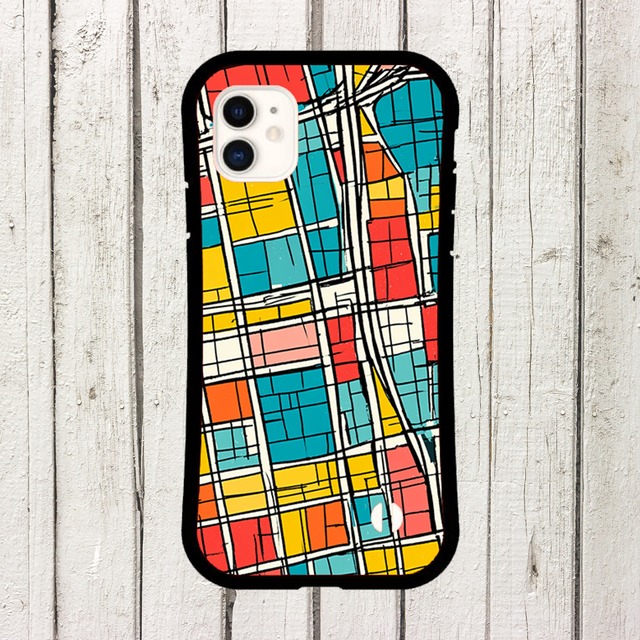 受注生産 iPhoneケース 格子街区のカラフルマップ｜都市地図風 UMAP017A