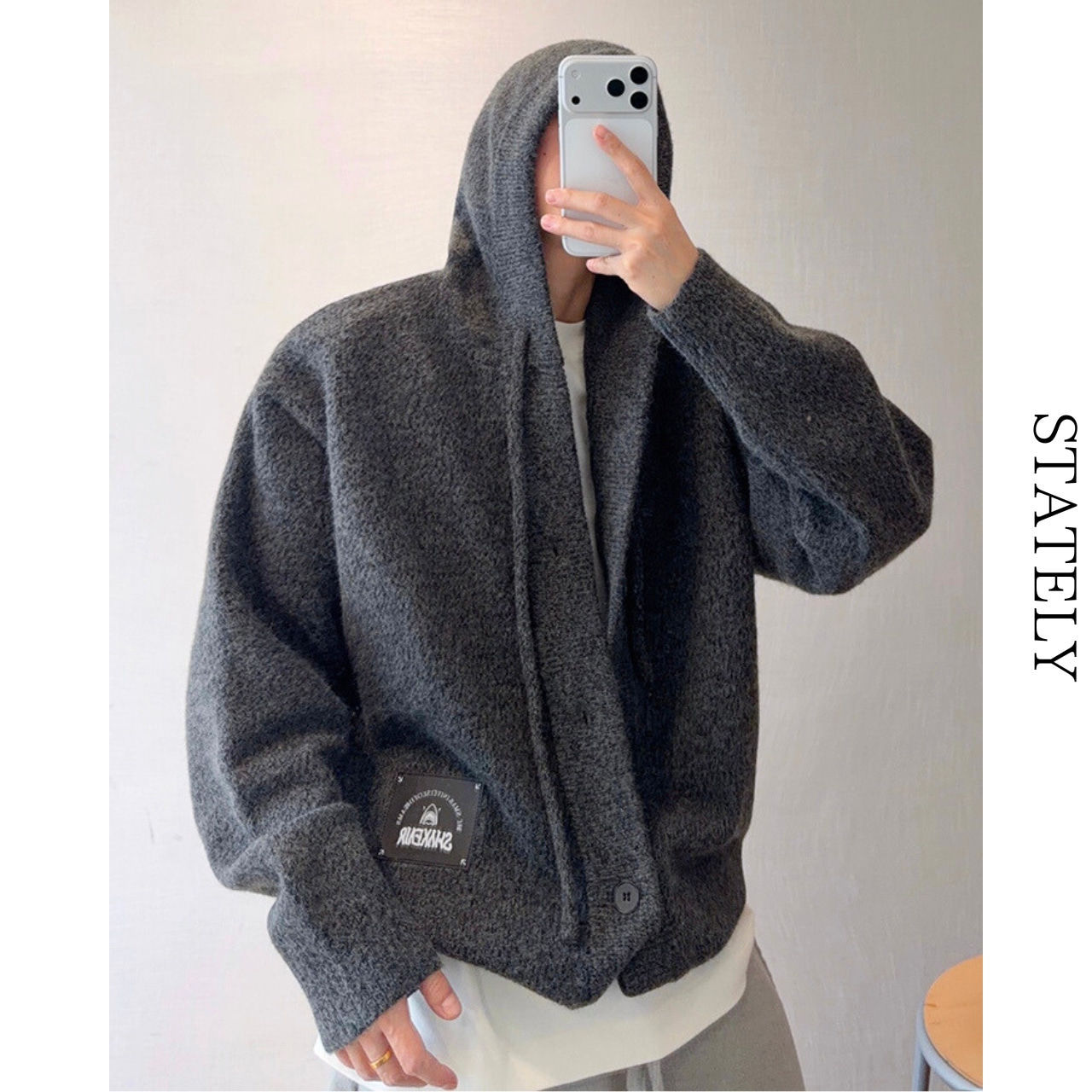 Thick Hooded Button Knit/2color_T146・画像11