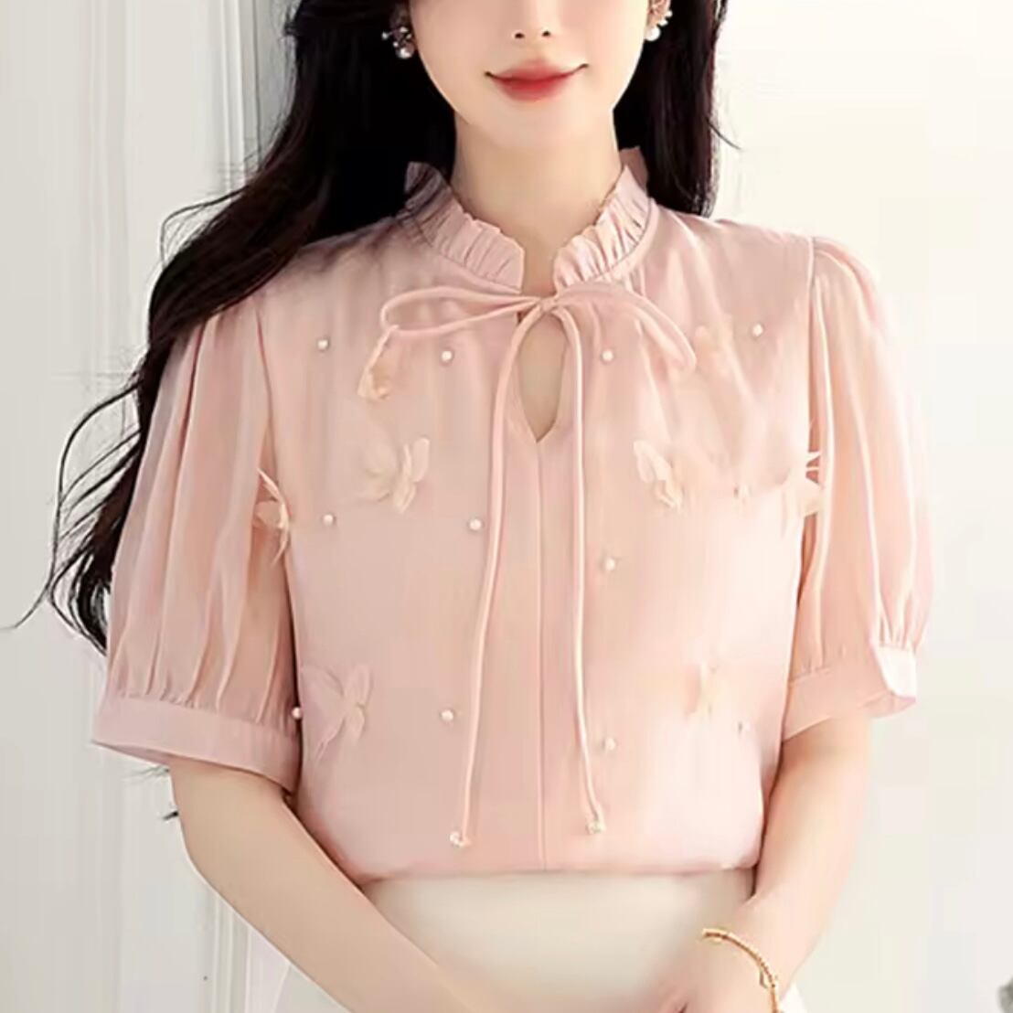 ガーリーシフォンブラウス