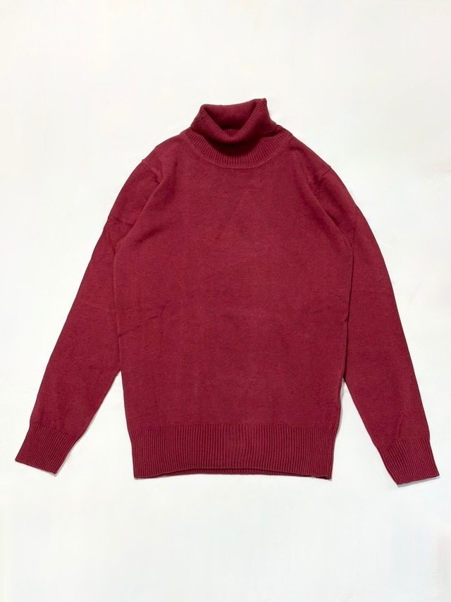 シサム工房Sisam Organic・オーガニックコットンニット　リブタートルネックTop・RDm　26ASOKN0401