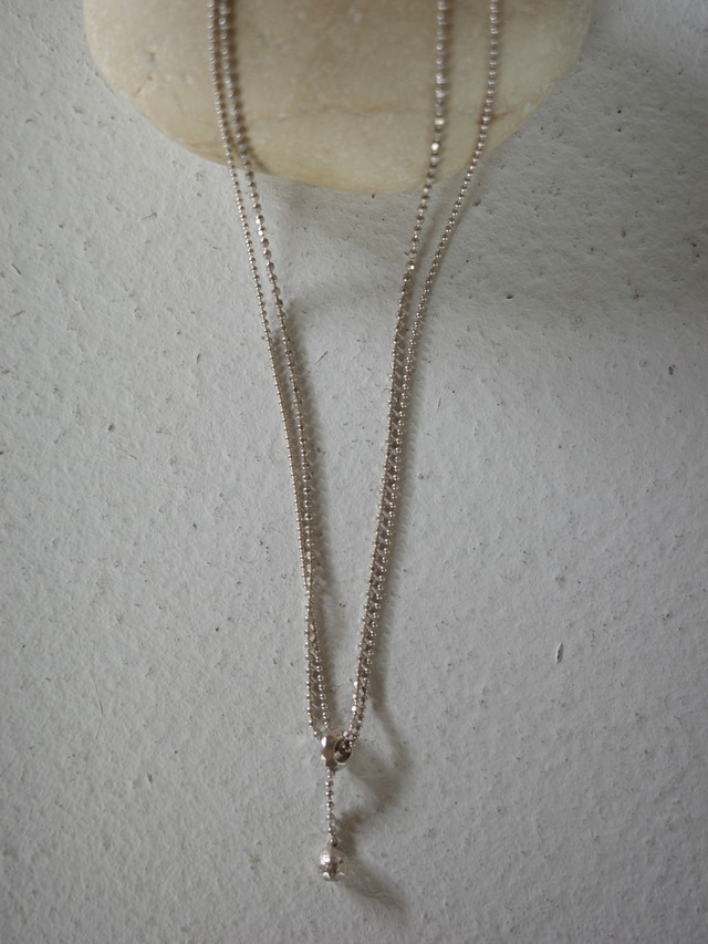 〈vintage silver925〉double chain ball beads necklace