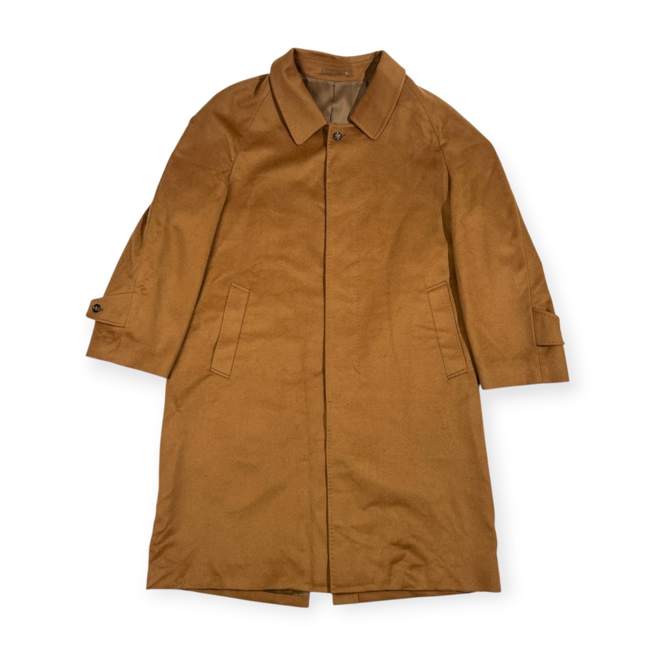 カシミヤ100% GentLaurel ジェントローレル ステンカラーコート L/ベージュ ブラウン メンズ