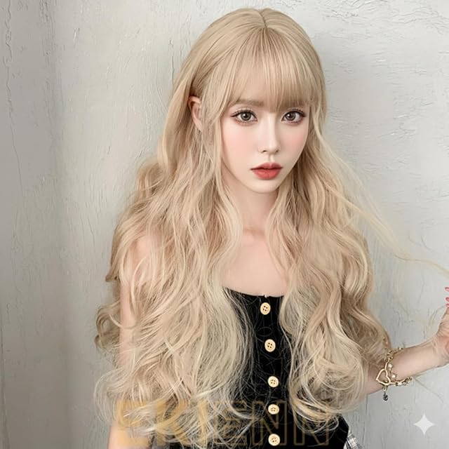 ウイッグ かつら ネット ロングウェーブ ライトゴールド 約60cm