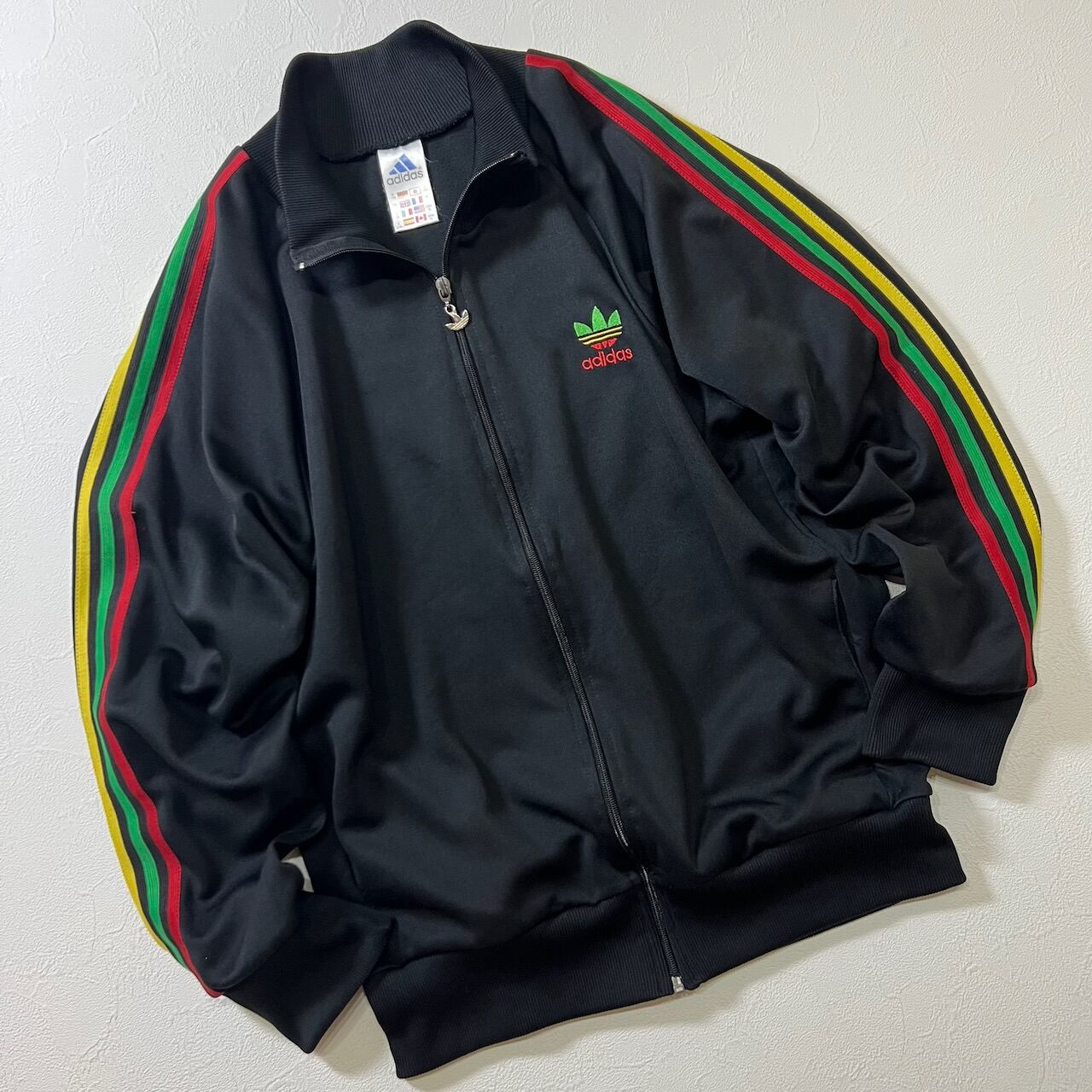 90s adidas トレフォイル バック刺繍 ラスタカラー ジャージ トラック