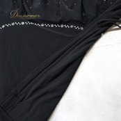 社交ダンス 衣装 ACROSS アクロス スカート レッスンウェア ブラック系 黒 ラインストーン 練習 レッスン 伸縮 ストレッチ キラキラ フリル ボリューム おしゃれ かわいい ダンス衣装 イベント ステージ パーティー レース シルバー系