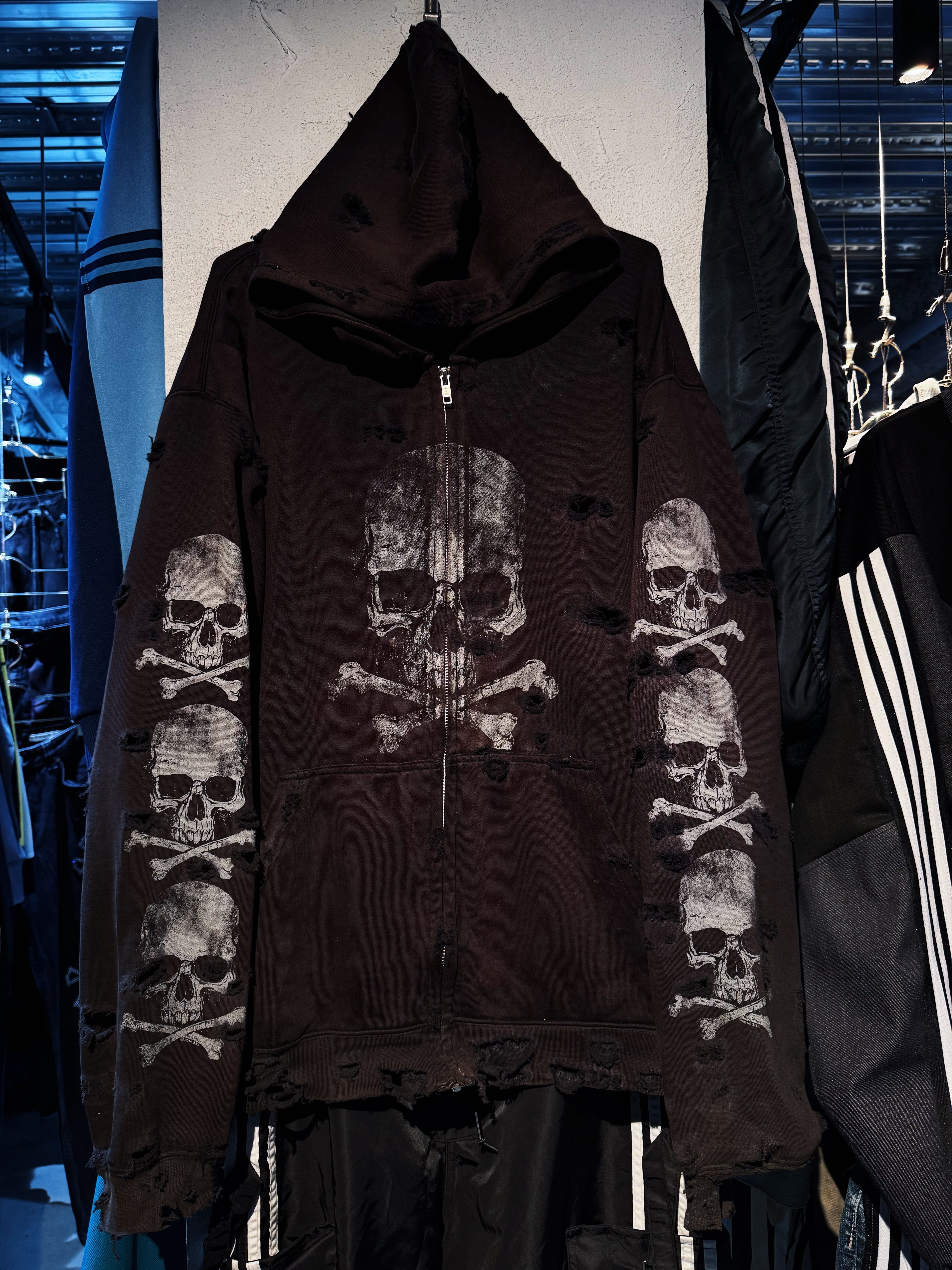 Skull graphic design boro custom zip-up hoodie