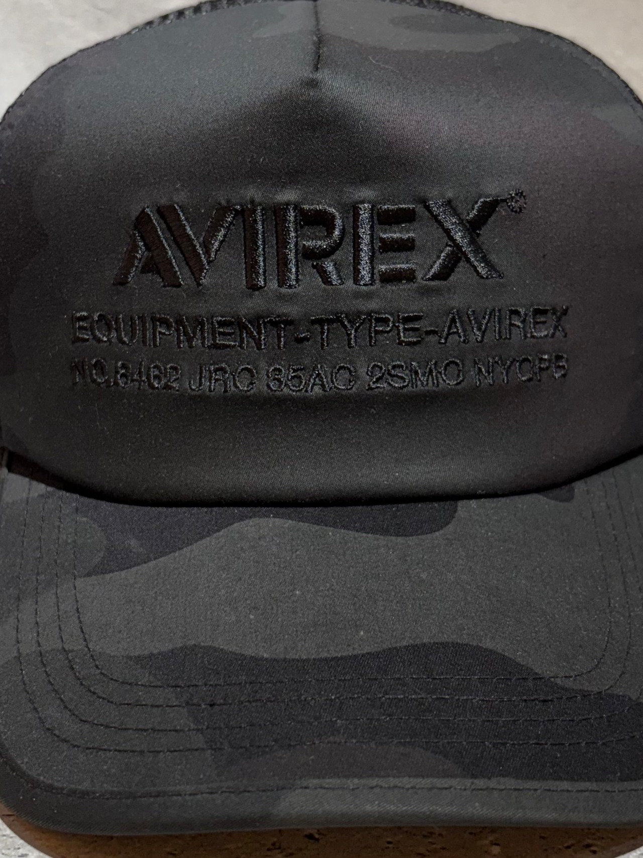AVIREX / アヴィレックス NUMBERING MESH CAP  メッシュキャップ ブラック×ブラックカモ ビックサイズ