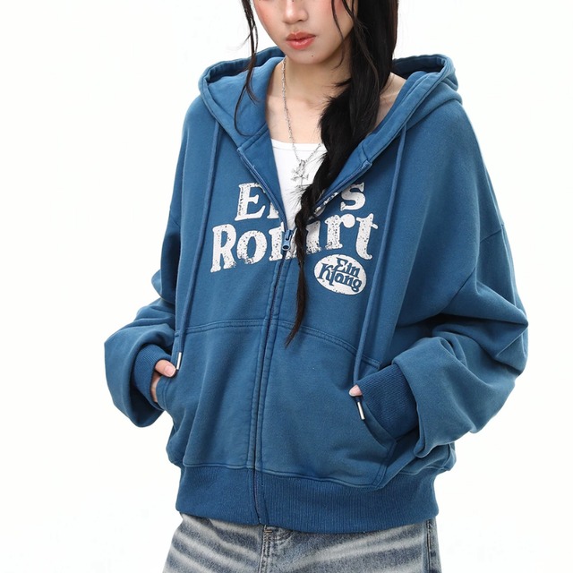 vintage logo color zip-up hoodie　ヴィンテージロゴカラージップパーカー　J2152